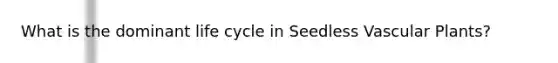 What is the dominant life cycle in Seedless Vascular Plants?