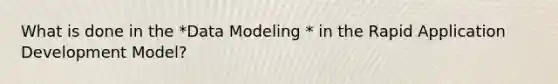 What is done in the *Data Modeling * in the Rapid Application Development Model?