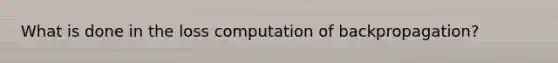 What is done in the loss computation of backpropagation?