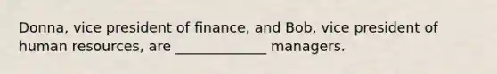 Donna, vice president of finance, and Bob, vice president of human resources, are _____________ managers.