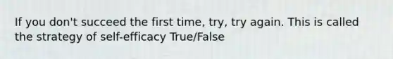 If you don't succeed the first time, try, try again. This is called the strategy of self-efficacy True/False