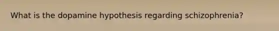 What is the dopamine hypothesis regarding schizophrenia?