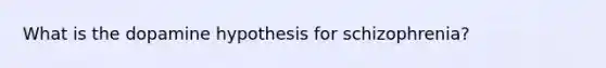 What is the dopamine hypothesis for schizophrenia?