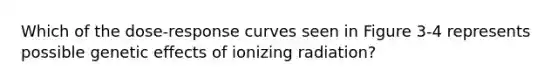 Which of the dose-response curves seen in Figure 3-4 represents possible genetic effects of ionizing radiation?