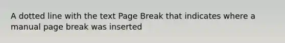 A dotted line with the text Page Break that indicates where a manual page break was inserted