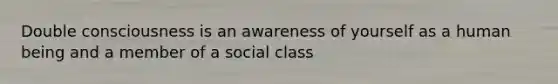 Double consciousness is an awareness of yourself as a human being and a member of a social class