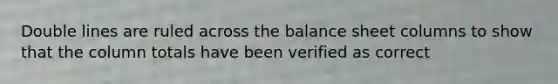 Double lines are ruled across the balance sheet columns to show that the column totals have been verified as correct