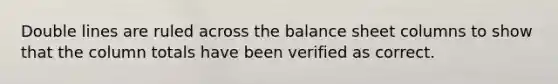 Double lines are ruled across the balance sheet columns to show that the column totals have been verified as correct.