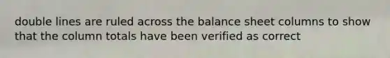 double lines are ruled across the balance sheet columns to show that the column totals have been verified as correct