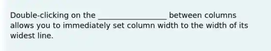 Double-clicking on the __________________ between columns allows you to immediately set column width to the width of its widest line.