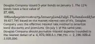 Douglas Company issued 5-year bonds on January 1. The 11% bonds have a face value of 37,000,000 and pay interest every January 1 and July 1. The bonds sold for39,927,795 based on the market interest rate of 9%. Douglas Company uses the effective interest rate method to amortize bond discounts and premiums. On July 1 of the same year, Douglas Company should journalize interest expense (rounded to the nearest dollar) of a. 4,070,000. b.1,796,751. c. 2,196,029. d.2,035,000.