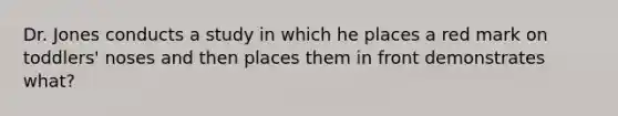 Dr. Jones conducts a study in which he places a red mark on toddlers' noses and then places them in front demonstrates what?