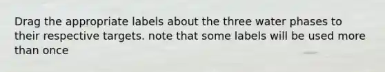Drag the appropriate labels about the three water phases to their respective targets. note that some labels will be used <a href='https://www.questionai.com/knowledge/keWHlEPx42-more-than' class='anchor-knowledge'>more than</a> once