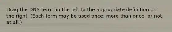 Drag the DNS term on the left to the appropriate definition on the right. (Each term may be used once, more than once, or not at all.)