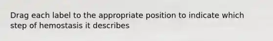 Drag each label to the appropriate position to indicate which step of hemostasis it describes