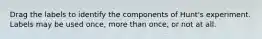 Drag the labels to identify the components of Hunt's experiment. Labels may be used once, more than once, or not at all.