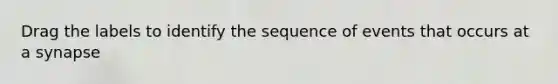 Drag the labels to identify the sequence of events that occurs at a synapse