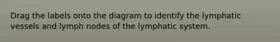 Drag the labels onto the diagram to identify the <a href='https://www.questionai.com/knowledge/ki6sUebkzn-lymphatic-vessels' class='anchor-knowledge'>lymphatic vessels</a> and lymph nodes of the lymphatic system.