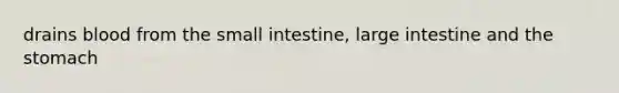 drains blood from the small intestine, large intestine and <a href='https://www.questionai.com/knowledge/kLccSGjkt8-the-stomach' class='anchor-knowledge'>the stomach</a>