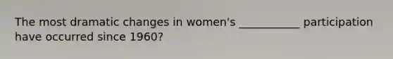 The most dramatic changes in women's ___________ participation have occurred since 1960?