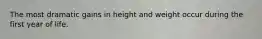 The most dramatic gains in height and weight occur during the first year of life.​