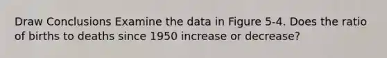 Draw Conclusions Examine the data in Figure 5-4. Does the ratio of births to deaths since 1950 increase or decrease?