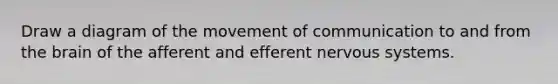 Draw a diagram of the movement of communication to and from the brain of the afferent and efferent nervous systems.