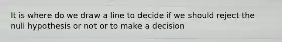 It is where do we draw a line to decide if we should reject the null hypothesis or not or to make a decision