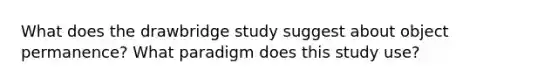 What does the drawbridge study suggest about object permanence? What paradigm does this study use?