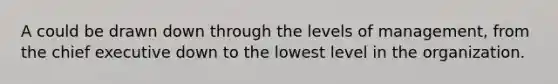 A could be drawn down through the levels of management, from the chief executive down to the lowest level in the organization.