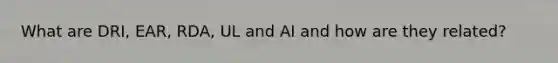 What are DRI, EAR, RDA, UL and AI and how are they related?