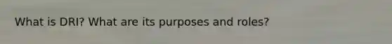 What is DRI? What are its purposes and roles?