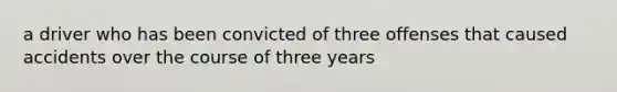 a driver who has been convicted of three offenses that caused accidents over the course of three years