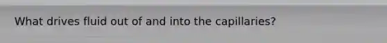 What drives fluid out of and into the capillaries?