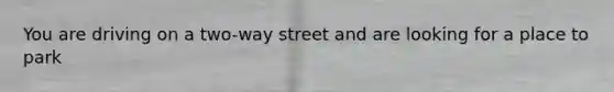 You are driving on a two-way street and are looking for a place to park