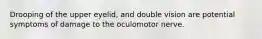 Drooping of the upper eyelid, and double vision are potential symptoms of damage to the oculomotor nerve.