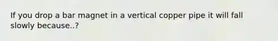 If you drop a bar magnet in a vertical copper pipe it will fall slowly because..?