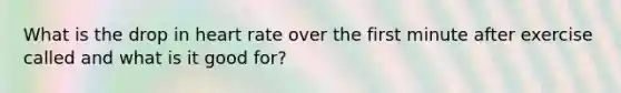 What is the drop in heart rate over the first minute after exercise called and what is it good for?