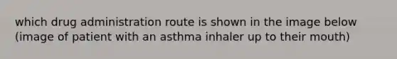 which drug administration route is shown in the image below (image of patient with an asthma inhaler up to their mouth)