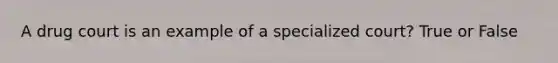 A drug court is an example of a specialized court? True or False