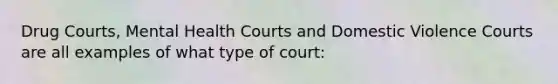 Drug Courts, Mental Health Courts and Domestic Violence Courts are all examples of what type of court: