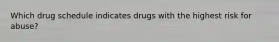 Which drug schedule indicates drugs with the highest risk for abuse?