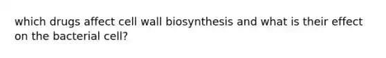 which drugs affect cell wall biosynthesis and what is their effect on the bacterial cell?