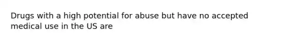 Drugs with a high potential for abuse but have no accepted medical use in the US are