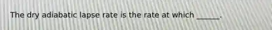 The dry adiabatic lapse rate is the rate at which ______.