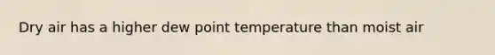 Dry air has a higher dew point temperature than moist air