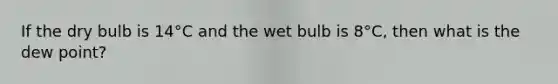 If the dry bulb is 14°C and the wet bulb is 8°C, then what is the dew point?