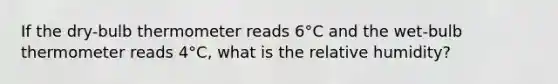 If the dry-bulb thermometer reads 6°C and the wet-bulb thermometer reads 4°C, what is the relative humidity?