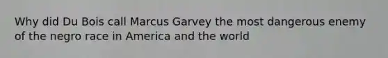 Why did Du Bois call Marcus Garvey the most dangerous enemy of the negro race in America and the world