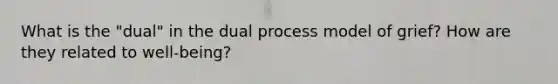 What is the "dual" in the dual process model of grief? How are they related to well-being?